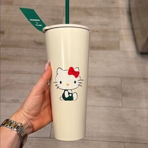 Starbucks Cream Tumbler with Hello Kitty Design